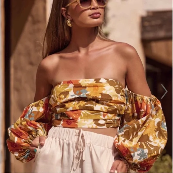 Amalie The Label Showpo Floral Off-Shoulder Blouse size 12 Ariesey - Picture 10 of 16